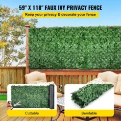 59 In. X 118 In. Faux Leaf Artificial Hedges 3-Layers Greenery Leaves Panel Ivy Privacy Fence Screen For Garden -Patio Furniture Shop green vevor garden fencing rzzwwlyc59118qv5nv0 c3 1000
