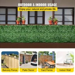 96 In. X 72 In. Faux Leaf Artificial Hedges Ivy Privacy Fence Screen 3-Layers Outdoor Greenery Leaves Panel For Garden -Patio Furniture Shop green vevor garden fencing rzzwwlycb9672qksav0 fa 1000