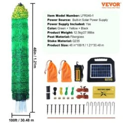 Electric Fence Netting 48 In. H X 100 In. L PE Net Fencing With Solar Charger/Posts Stakes Utility Portable Polywire -Patio Furniture Shop green vevor garden fencing xxjqwlw48in18wol0v9 76 1000