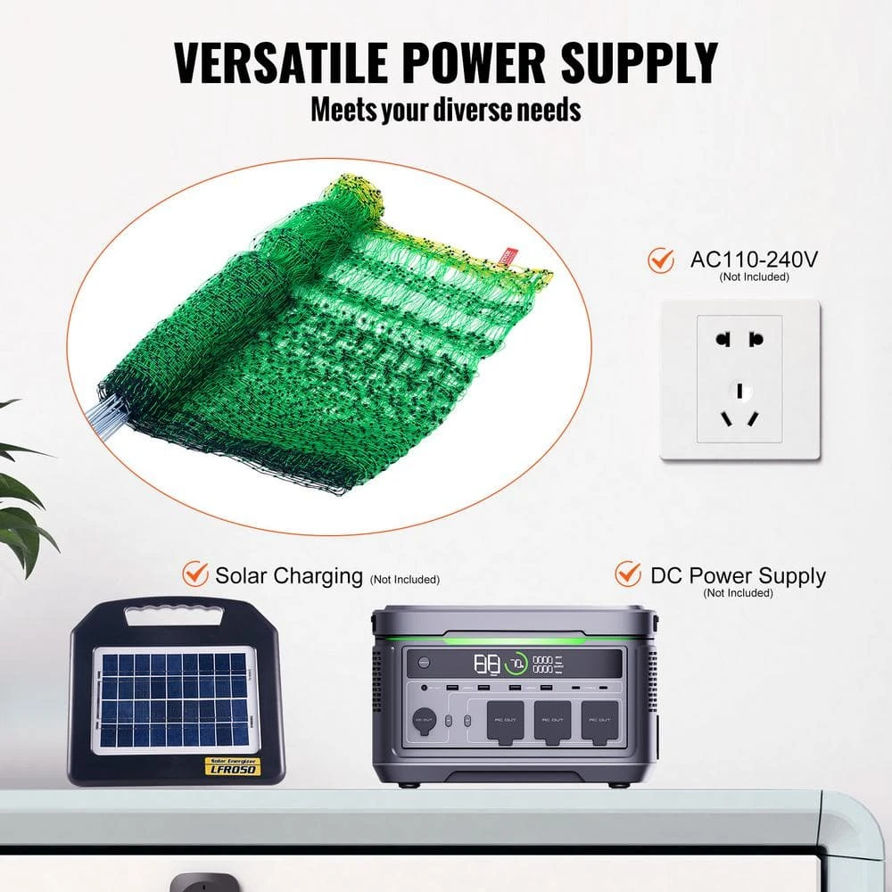 Electric Fence Netting 54.33 In. H X 100 In. L Polywire Fencing With Posts Double-Spiked Stakes Utility Portable Mesh 8 Electric Fence Netting 54.33 In. H X 100 In. L Polywire Fencing With Posts Double-Spiked Stakes Utility Portable Mesh - Image 6