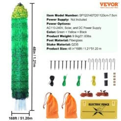 Electric Fence Netting 48 In. H X 168 In. L PE Net Fencing Kit With Double-Spiked Stakes Utility Portable Mesh Polywire 16 Electric Fence Netting 48 In. H X 168 In. L PE Net Fencing Kit With Double-Spiked Stakes Utility Portable Mesh Polywire -Patio Furniture Shop green vevor garden fencing xxjqwlw48in1mre8av9 76 1000