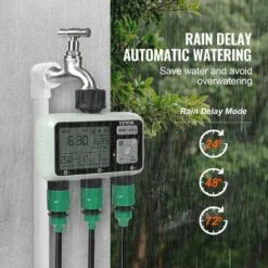 Water Timer 3 Zone Smart Irrigation Controller Hose Watering Sprinkler Timer LCD Display Rain Delay Mode -Patio Furniture Shop green vevor irrigation controllers jdkjsdsq3dk0bp1spv9 1f 1000