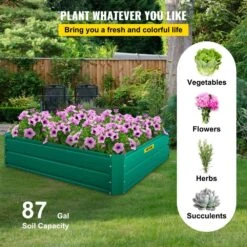Raised Garden Bed 48 In. X 36 In. X 12 In. Metal Planter Box Green Galvanized Steel Raised Planter Boxes -Patio Furniture Shop green vevor raised planter boxes hyzzc48cfxk36cls1v0 fa 1000