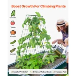 Cucumber Trellis For Climbing Plants, 46 In. X 32 In. Foldable Cucumber Trellis Set With Plant Clips, 2025 Upgrade -Patio Furniture Shop green vevor tomato cages hgpjtxczaxj44pxqxv0 1f 1000