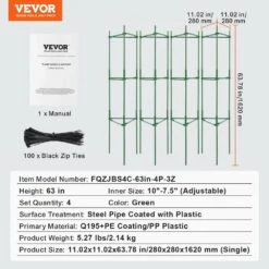 4-Packs Tomato Cages For Garden, 63 In. Tomato Trellis Plant Stakes Support,Stackable Tall Plant Support Cage,for Garden -Patio Furniture Shop green vevor tomato cages kzdfqzzzcj68fh9y4v0 76 1000