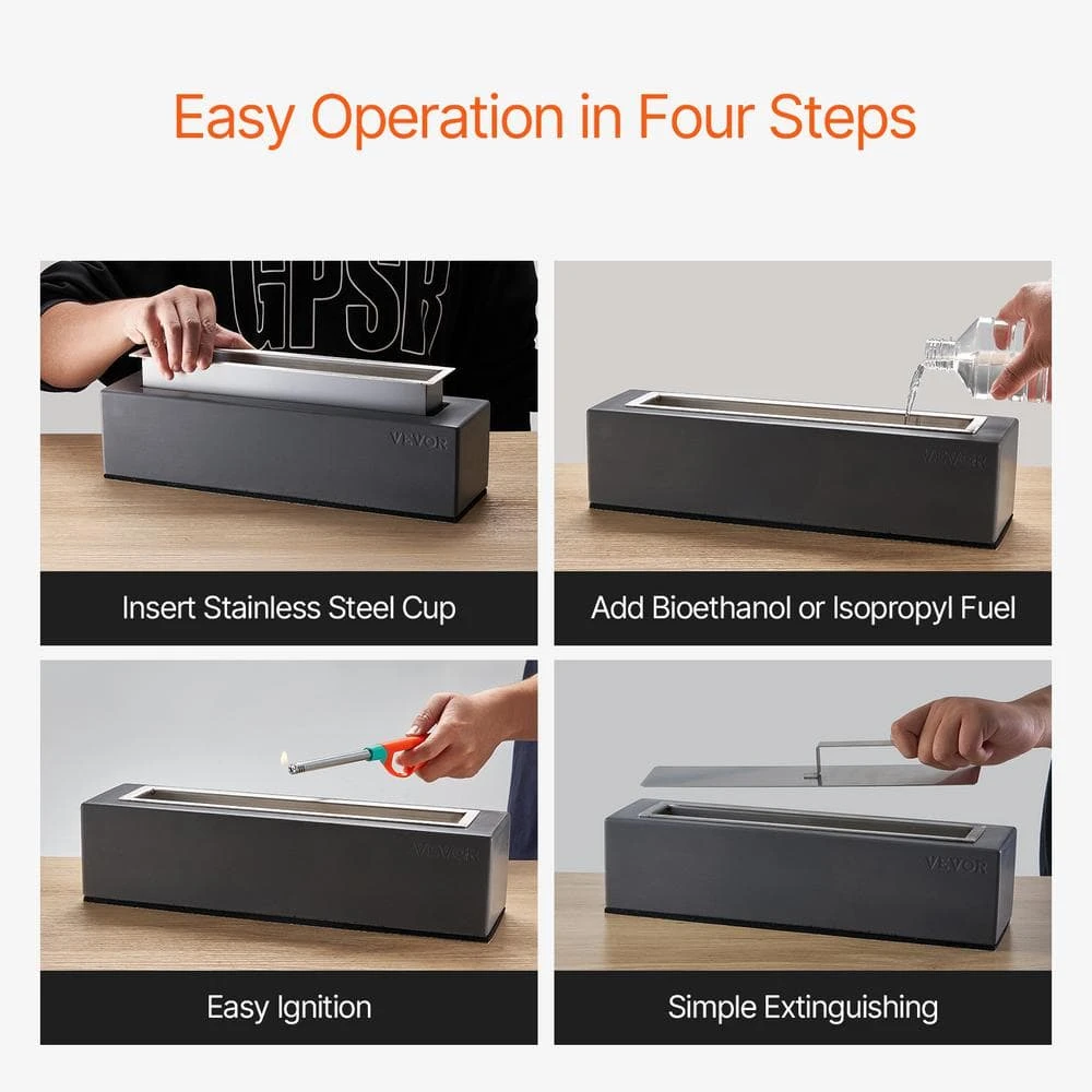 Tabletop Fire Pit Bowl, 15 In. Concrete Tabletop Fireplace Indoor Outdoor Decor, Portable Rubbing Alcohol Burner Smores 7 Tabletop Fire Pit Bowl, 15 In. Concrete Tabletop Fireplace Indoor Outdoor Decor, Portable Rubbing Alcohol Burner Smores - Image 5