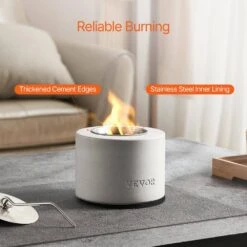 Tabletop Fire Pit Bowl, Concrete Tabletop Fireplace Indoor Outdoor Decor, Portable Smores Maker, Cylinder Light Gray -Patio Furniture Shop light gray vevor gas fire pits zmshkhntqhsygzqrjv0 1f 1000