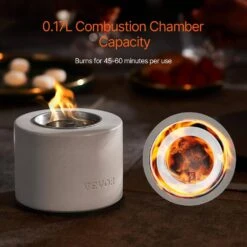 Tabletop Fire Pit Bowl, Concrete Tabletop Fireplace Indoor Outdoor Decor, Portable Smores Maker, Cylinder Light Gray -Patio Furniture Shop light gray vevor gas fire pits zmshkhntqhsygzqrjv0 4f 1000