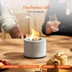 Tabletop Fire Pit Bowl, Concrete Tabletop Fireplace Indoor Outdoor Decor, Portable Smores Maker, Cylinder Light Gray -Patio Furniture Shop light gray vevor gas fire pits zmshkhntqhsygzqrjv0 fa 1000