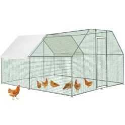 Large Metal Chicken Coop Run Walk-in Chicken Runs ‎ 153.6 In. X 117.6 In. X 78 In. Poultry Cage Hen House Greenhouse