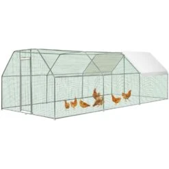Large Metal Chicken Coop Run Walk Chicken Run Poultry Cage Hen House 231.6 In. X 117.6 In. X 78 In. Greenhouse