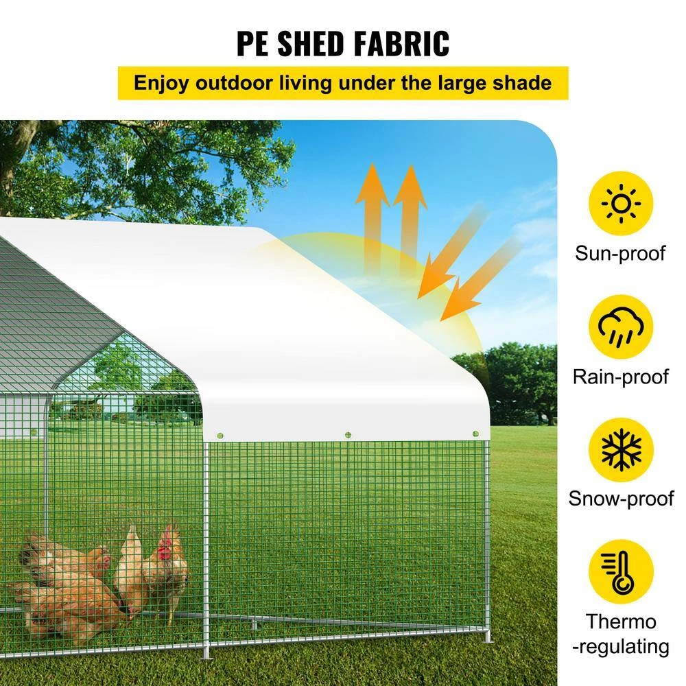 Large Metal Chicken Coop Run Walk-in Chicken Runs Waterproof Cover Poultry Cage Hen House 12.8 X 9.8 X 6.5 Ft Greenhouse 6 Large Metal Chicken Coop Run Walk-in Chicken Runs Waterproof Cover Poultry Cage Hen House 12.8 X 9.8 X 6.5 Ft Greenhouse - Image 4