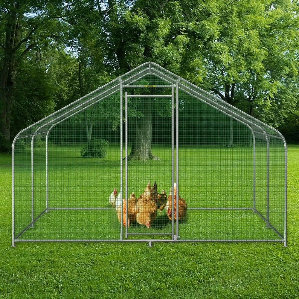 Large Metal Chicken Coop Run Walk-in Chicken Runs Waterproof Cover Poultry Cage Hen House 12.8 X 9.8 X 6.5 Ft Greenhouse 10 Large Metal Chicken Coop Run Walk-in Chicken Runs Waterproof Cover Poultry Cage Hen House 12.8 X 9.8 X 6.5 Ft Greenhouse - Image 8