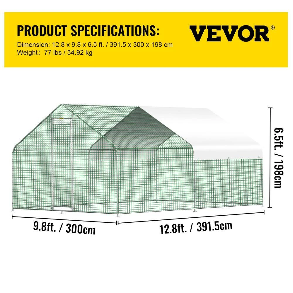 Large Metal Chicken Coop Run Walk-in Chicken Runs Waterproof Cover Poultry Cage Hen House 12.8 X 9.8 X 6.5 Ft Greenhouse 9 Large Metal Chicken Coop Run Walk-in Chicken Runs Waterproof Cover Poultry Cage Hen House 12.8 X 9.8 X 6.5 Ft Greenhouse - Image 7