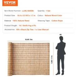 Natural Reed Fencing, 5.5 Ft. X 16.4 Ft. Reed Screen Curtain Balcony Reed Fence Roll Outdoor Backyard Patio Power Source -Patio Furniture Shop natural vevor garden fencing lwwl1jt164ft2hbiiv0 76 1000