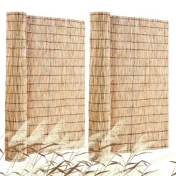 Natural Reed Fencing, 4 Ft. X 16.4 Ft., 2-Pack Reed Screen Curtain Balcony Reed Fence Roll For Outdoor Power Source