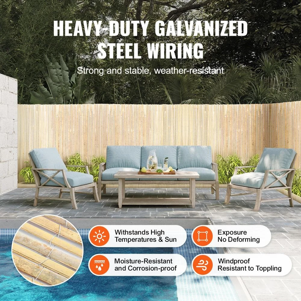 Natural Bamboo Slat Screening Eco-Friendly Privacy Bamboo Slat Fence 3 Ft. H X 19.6 Ft. L, Bamboo Fence 6 Natural Bamboo Slat Screening Eco-Friendly Privacy Bamboo Slat Fence 3 Ft. H X 19.6 Ft. L, Bamboo Fence - Image 4