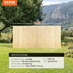 Natural Bamboo Slat Screening Eco-Friendly Privacy Bamboo Slat Fence 3 Ft. H X 19.6 Ft. L, Bamboo Fence 16 Natural Bamboo Slat Screening Eco-Friendly Privacy Bamboo Slat Fence 3 Ft. H X 19.6 Ft. L, Bamboo Fence -Patio Furniture Shop natural wood vevor garden fencing zwl196ft33ft8p7dqv0 76 1000