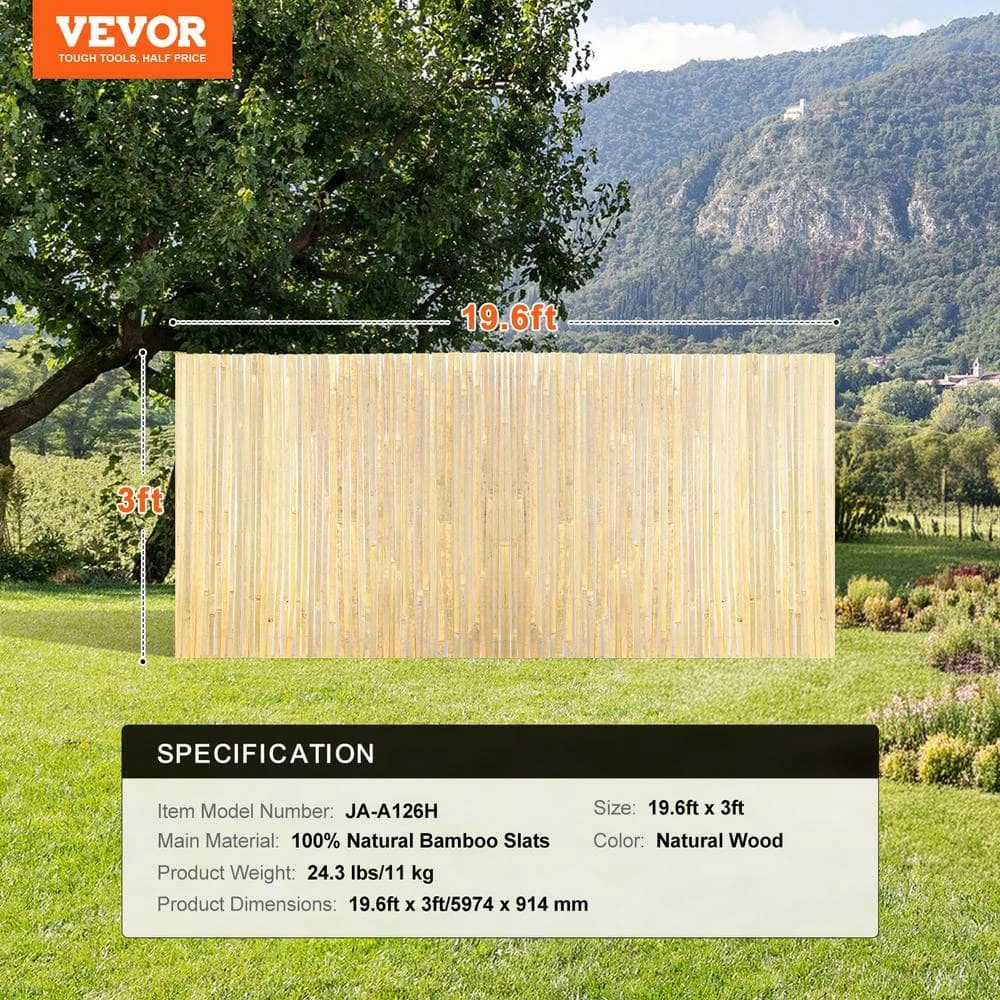 Natural Bamboo Slat Screening Eco-Friendly Privacy Bamboo Slat Fence 3 Ft. H X 19.6 Ft. L, Bamboo Fence 9 Natural Bamboo Slat Screening Eco-Friendly Privacy Bamboo Slat Fence 3 Ft. H X 19.6 Ft. L, Bamboo Fence - Image 7