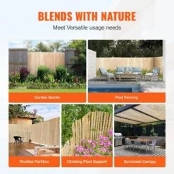 Natural Bamboo Slat Screening Eco-Friendly Privacy Bamboo Slat Fence 3 Ft. H X 19.6 Ft. L, Bamboo Fence 15 Natural Bamboo Slat Screening Eco-Friendly Privacy Bamboo Slat Fence 3 Ft. H X 19.6 Ft. L, Bamboo Fence -Patio Furniture Shop natural wood vevor garden fencing zwl196ft33ft8p7dqv0 fa 1000