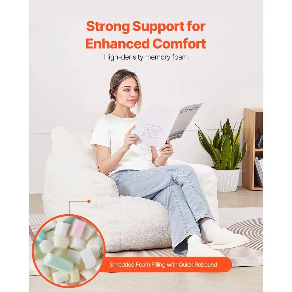 Bean Bag Chair Plastic Outdoor Rocking Chair With CushionGuard White Cushion With Soft Armrests Storage Pocket, Bean Bag 6 Bean Bag Chair Plastic Outdoor Rocking Chair With CushionGuard White Cushion With Soft Armrests Storage Pocket, Bean Bag - Image 4