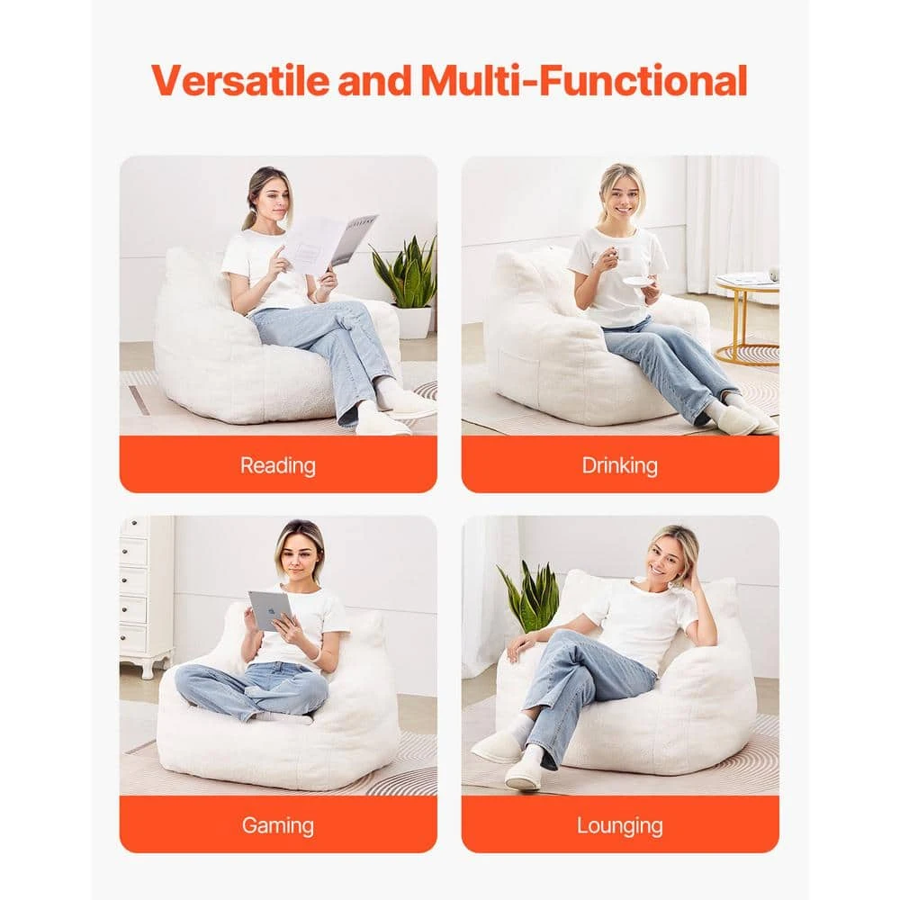 Bean Bag Chair Plastic Outdoor Rocking Chair With CushionGuard White Cushion With Soft Armrests Storage Pocket, Bean Bag 9 Bean Bag Chair Plastic Outdoor Rocking Chair With CushionGuard White Cushion With Soft Armrests Storage Pocket, Bean Bag - Image 7