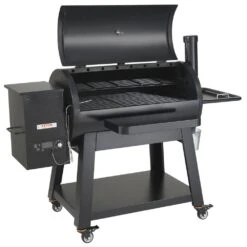 Pellet Smoker 840 Sq. In Portable Wood Pellet Grill With Cart 8 In. 1 BBQ Grill, Black