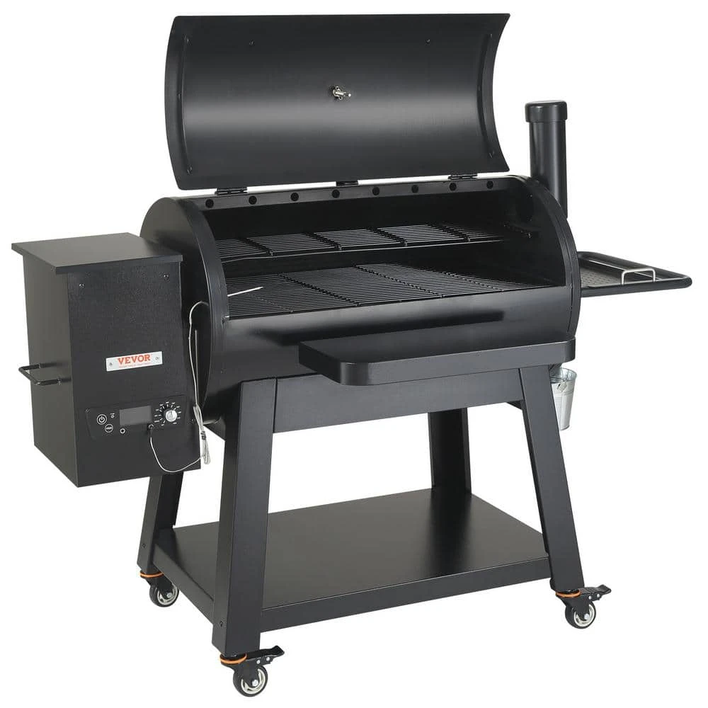 Pellet Smoker 840 Sq. In Portable Wood Pellet Grill With Cart 8 In. 1 BBQ Grill, Black 3 Pellet Smoker 840 Sq. In Portable Wood Pellet Grill With Cart 8 In. 1 BBQ Grill, Black
