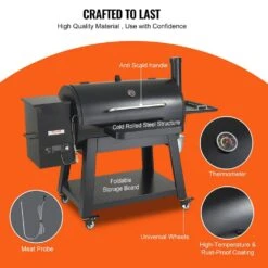 Pellet Smoker 840 Sq. In Portable Wood Pellet Grill With Cart 8 In. 1 BBQ Grill, Black 15 Pellet Smoker 840 Sq. In Portable Wood Pellet Grill With Cart 8 In. 1 BBQ Grill, Black -Patio Furniture Shop pellet grills w88020160500fefrxv1 fa 1000