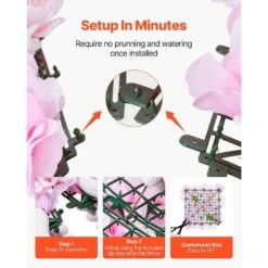 3D Flower Wall Panel, 12 PCS 15 X 15 In. Artificial Floral Wall Background Mesh Backing Mat, Easy Installation -Patio Furniture Shop pink vevor garden fencing pjsrzzwq12pcuty5vv0 1f 1000