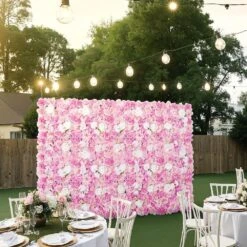 3D Flower Wall Panel, 12 PCS 15 X 15 In. Artificial Floral Wall Background Mesh Backing Mat, Easy Installation -Patio Furniture Shop pink vevor garden fencing pjsrzzwq12pcuty5vv0 31 1000