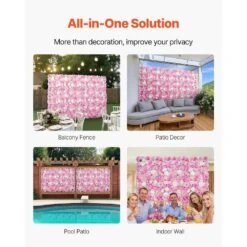 3D Flower Wall Panel, 12 PCS 15 X 15 In. Artificial Floral Wall Background Mesh Backing Mat, Easy Installation -Patio Furniture Shop pink vevor garden fencing pjsrzzwq12pcuty5vv0 44 1000