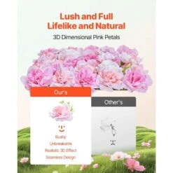 3D Flower Wall Panel, 12 PCS 15 X 15 In. Artificial Floral Wall Background Mesh Backing Mat, Easy Installation -Patio Furniture Shop pink vevor garden fencing pjsrzzwq12pcuty5vv0 c3 1000