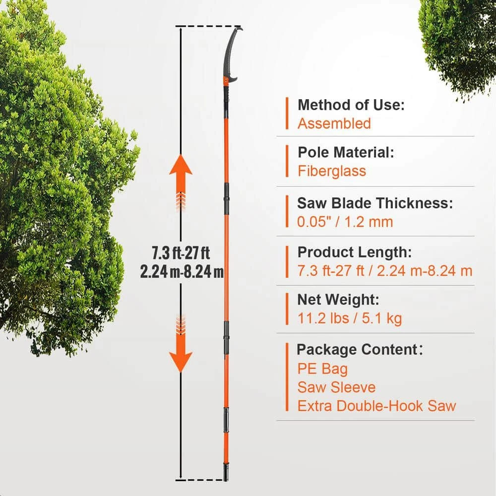 Blade Length 46.46 In. Manual Pruning Saw, 7.3 Ft. To 27 Ft. Extendable Tree Pruner, Manual Branch Trimmer 9 Blade Length 46.46 In. Manual Pruning Saw, 7.3 Ft. To 27 Ft. Extendable Tree Pruner, Manual Branch Trimmer - Image 7