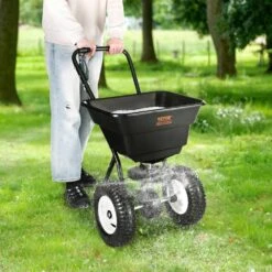 Broadcast Spreader 80 Lbs. Walk-Behind Turf Spreader With 12 In. Wheels Steel Push Fertilizer Spreader Garden Seeder -Patio Furniture Shop pull behind spreaders tcsbj80lbs125b0p1v0 31 1000
