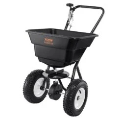 Broadcast Spreader 80 Lbs. Walk-Behind Turf Spreader With 12 In. Wheels Steel Push Fertilizer Spreader Garden Seeder