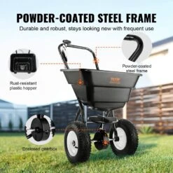 Broadcast Spreader 80 Lbs. Walk-Behind Turf Spreader With 12 In. Wheels Steel Push Fertilizer Spreader Garden Seeder -Patio Furniture Shop pull behind spreaders tcsbj80lbs125b0p1v0 fa 1000
