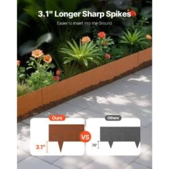 Steel Landscape Edging, 6-Packs 40 X 8 X 0.06 In. Weather-Resistant And Pre-Rust Metal Edging Rust Color Edging Border -Patio Furniture Shop rust color vevor metal edging nhgjspz6pcs4x0485v0 c3 1000