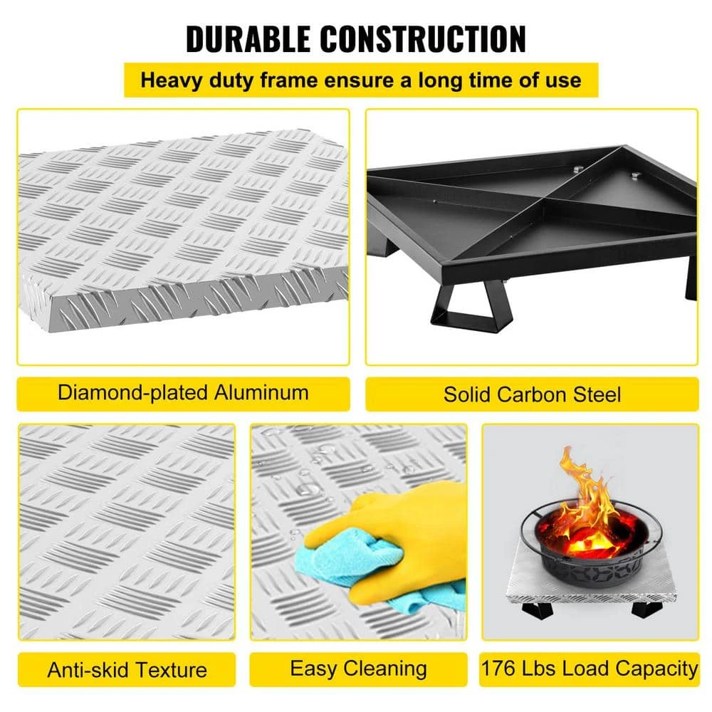 Fire Pit Heat Shield 26 X 26 In. High Temp Carbon Steel Fire Pit Heat Deflector For Grass Lawn Guard Fire Pit Pad,Square 5 Fire Pit Heat Shield 26 X 26 In. High Temp Carbon Steel Fire Pit Heat Deflector For Grass Lawn Guard Fire Pit Pad,Square - Image 3