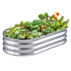 Galvanized Raised Garden Bed Kit 4 X 2 X 1 Ft. Metal Raised Garden Beds Outdoor For Vegetables, Gardening Planter Box