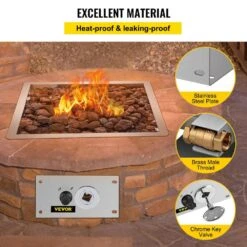 Fire Pit Gas Burner Spark Ignition Kit 300K BTU Fire Pit Ignition System With 1/2 In. Key Valve Fire Pit Igniter, Silver -Patio Furniture Shop silver vevor accessories rqtz8vq7aiuqkoieov0 1f 1000