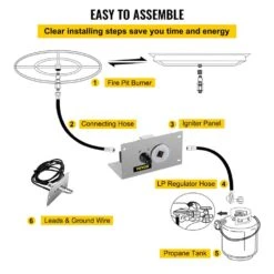 Fire Pit Gas Burner Spark Ignition Kit 300K BTU Fire Pit Ignition System With 1/2 In. Key Valve Fire Pit Igniter, Silver -Patio Furniture Shop silver vevor accessories rqtz8vq7aiuqkoieov0 fa 1000