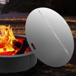 Fire Pit Lid Round 40 In. Foldable Fire Pit Ring Snuff Cover 430 Stainless Steel Fire Pit Spark Screen Cover -Patio Furniture Shop silver vevor fire pit covers and accessories gzzdsrshpgz40yc01v0 31 1000