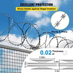 Razor Wire 246 Ft. Galvanized Barbed Wire Razor Ribbon Barbed Wire 5 Coils 49 Ft. Per Roll Garden Fence 14 Razor Wire 246 Ft. Galvanized Barbed Wire Razor Ribbon Barbed Wire 5 Coils 49 Ft. Per Roll Garden Fence -Patio Furniture Shop silver vevor garden fencing 5pcs15mjssw000001v0 44 1000