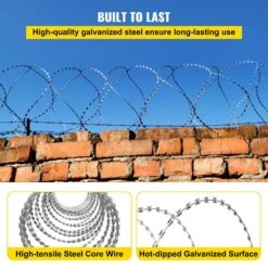 Razor Wire 246 Ft. Galvanized Barbed Wire Razor Ribbon Barbed Wire 5 Coils 49 Ft. Per Roll Garden Fence 12 Razor Wire 246 Ft. Galvanized Barbed Wire Razor Ribbon Barbed Wire 5 Coils 49 Ft. Per Roll Garden Fence -Patio Furniture Shop silver vevor garden fencing 5pcs15mjssw000001v0 4f 1000