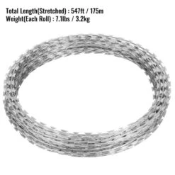 Razor Wire 246 Ft. Galvanized Barbed Wire Razor Ribbon Barbed Wire 5 Coils 49 Ft. Per Roll Garden Fence 16 Razor Wire 246 Ft. Galvanized Barbed Wire Razor Ribbon Barbed Wire 5 Coils 49 Ft. Per Roll Garden Fence -Patio Furniture Shop silver vevor garden fencing 5pcs15mjssw000001v0 76 1000