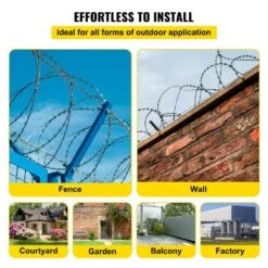 Razor Wire 246 Ft. Galvanized Barbed Wire Razor Ribbon Barbed Wire 5 Coils 49 Ft. Per Roll Garden Fence 15 Razor Wire 246 Ft. Galvanized Barbed Wire Razor Ribbon Barbed Wire 5 Coils 49 Ft. Per Roll Garden Fence -Patio Furniture Shop silver vevor garden fencing 5pcs15mjssw000001v0 fa 1000