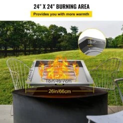 Drop In Fire Pit Pan 24 In. Square Fire Pit Burner 150 K BTU Stainless Steel Gas Fire Pan For Keeping Warm With Friends -Patio Furniture Shop silver vevor gas fire pits fxskhpq2424in1gfrv0 4f 1000