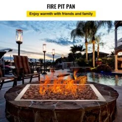 Square Fire Pit Burner Kit 36 In. Stainless Steel Gas Fire Pan 300 K BTU Drop In Fire Pit Pan With 1 Pack Volcanic Rock -Patio Furniture Shop silver vevor gas fire pits fxskhpq3636inkbq4v0 c3 1000