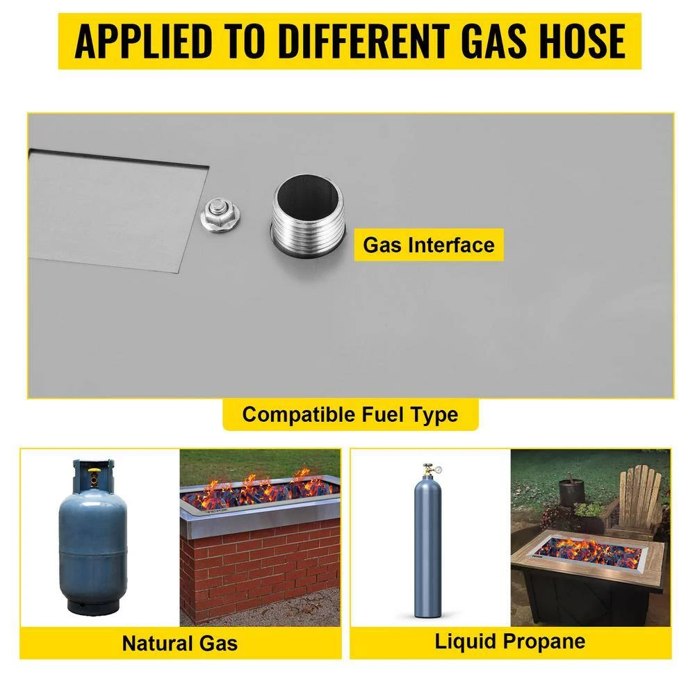 25.5 In. X 10 In. Drop In Fire Pit Pan 90 K BTU Stainless Steel Rectangular Built-in Fire Pit Pan With H-Burner 6 25.5 In. X 10 In. Drop In Fire Pit Pan 90 K BTU Stainless Steel Rectangular Built-in Fire Pit Pan With H-Burner - Image 4